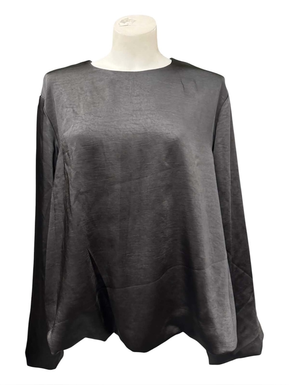 Ricki's NWT Black Satin Long Sleeve Crewneck Top Size Xl